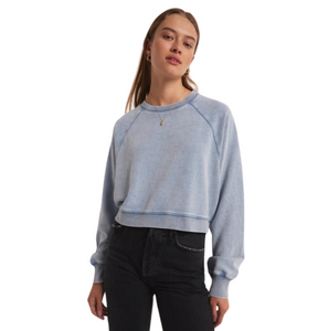 CROP OUT KNIT DENIM SWEATSHIRT - Z SUPPLY