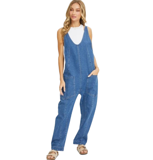 Sweet Lovely by Jane Faire Best Seller Overall Denim Jumpsuit Small