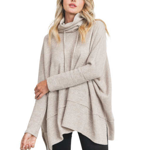 BRUSHED TWO TONE THERMAL KNIT TOP