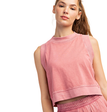 Load image into Gallery viewer, MINERAL WASHED CROPPED SLEEVELESS TOP
