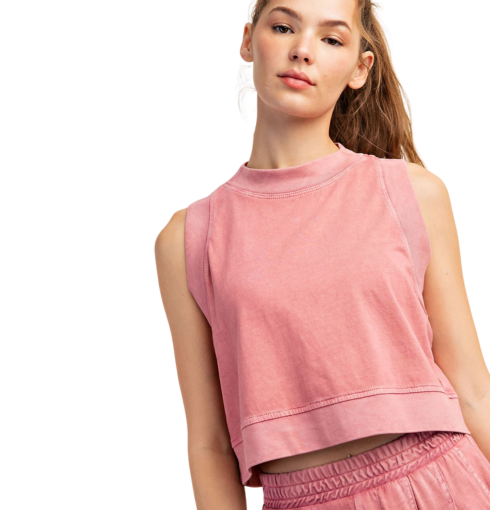 MINERAL WASHED CROPPED SLEEVELESS TOP