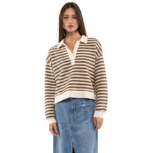 Load image into Gallery viewer, STRIPED DROP SLEEVE COLLARED KNIT
