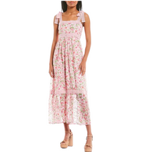 Load image into Gallery viewer, FLORAL LACE TRIM MIDI DRESS
