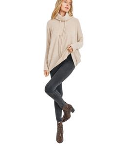 BRUSHED KNIT COWL KNIT TOP // 2 COLORS