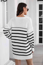Load image into Gallery viewer, Striped V-Neck Drop Shulder Sweater Dress
