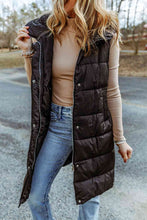 Load image into Gallery viewer, Longline Hooded Sleeveless Puffer Vest
