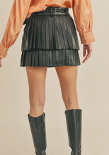 Load image into Gallery viewer, FAUX LEATHER PLEATED MINI SKIRT
