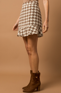 HOUNDSTOOTH FIT + FLARE SKIRT
