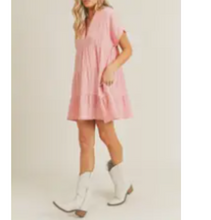 Load image into Gallery viewer, FINAL SALE // TIERED MINI SHIRT DRESS
