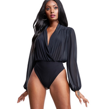 Load image into Gallery viewer, CHIFFON SURPLICE BODYSUIT // 2 COLORS
