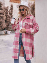 Load image into Gallery viewer, Plaid Dropped Shoulder Slit Coat
