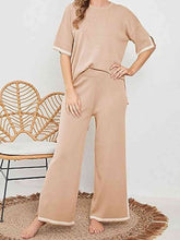 Load image into Gallery viewer, Contrast High-Low Sweater and Knit Pants Set

